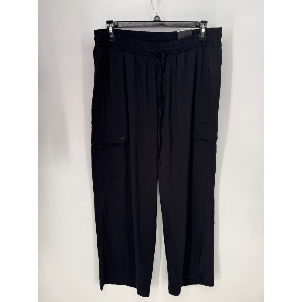 Torrid Cargo Pant Womens 2R Black NWT Wide Leg Stretch Challis Pull On 40725301